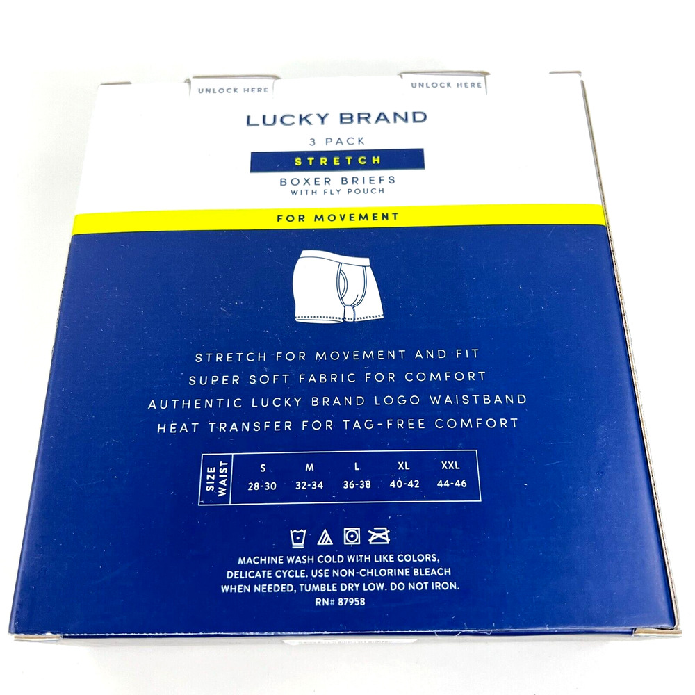 Lucky Brand 3 Pack Men Knit Boxer Briefs with Fly Pouch Cotton Underwear Size XL - Picture 16 of 16